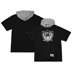 Las Vegas Raiders Postgame Short Sleeve Hoodie Black | Mitchell & Ness