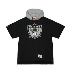 Las Vegas Raiders Postgame Short Sleeve Hoodie Black | Mitchell & Ness
