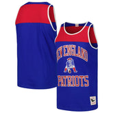 New England Patriots Heritage Colorblock Tank Top Royal/Red | Mitchell & Ness