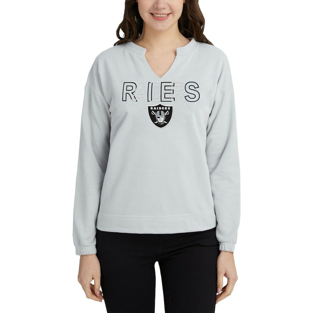 Las Vegas Raiders Concepts Sport Women's Sunray Notch Neck Long Sleeve Top Gray | NFL