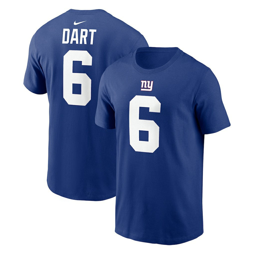 Jaxson Dart New York Giants Name & Number T-Shirt Royal | Nike for Sale