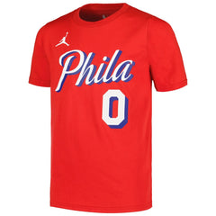 Tyrese Maxey Philadelphia 76ers Jordan Brand Youth Name & Number Statement T-Shirt Red - NBA