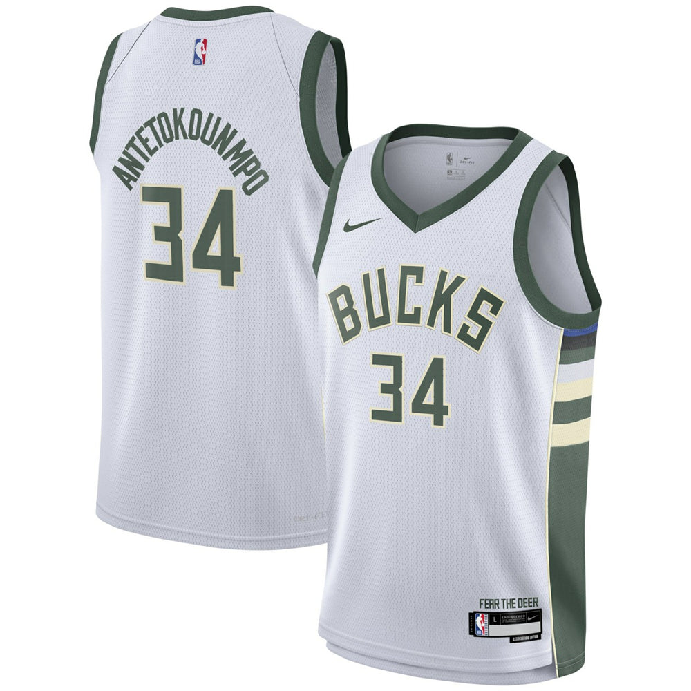 Giannis Antetokounmpo Milwaukee Bucks Youth Swingman Jersey Association Edition White - NBA