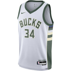 Giannis Antetokounmpo Milwaukee Bucks Youth Swingman Jersey Association Edition White - NBA