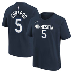 Anthony Edwards Minnesota Timberwolves Youth Icon Name & Number T-Shirt Navy - NBA