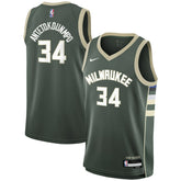 Giannis Antetokounmpo Milwaukee Bucks Youth Swingman Jersey Icon Edition Hunter Green - NBA