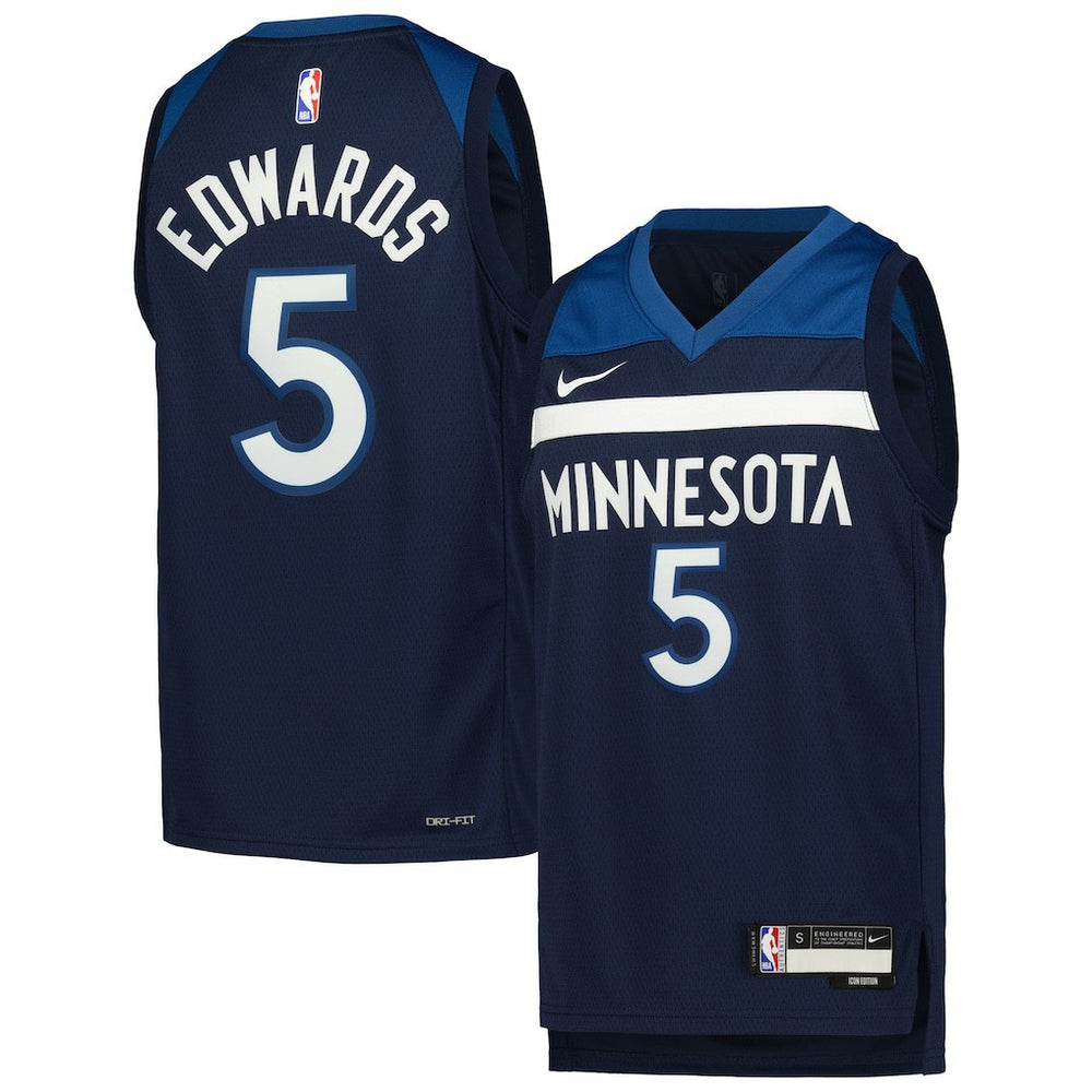 Anthony Edwards Minnesota Timberwolves Youth Swingman Jersey Icon Edition Navy - NBA