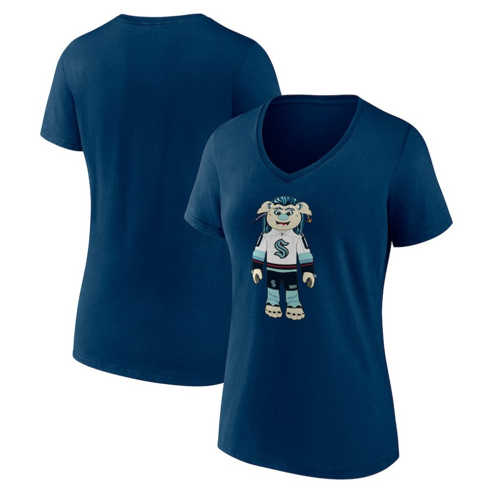 Seattle Kraken Women's Mascot Buoy V-Neck T-Shirt - Deep Sea Blue - NHL