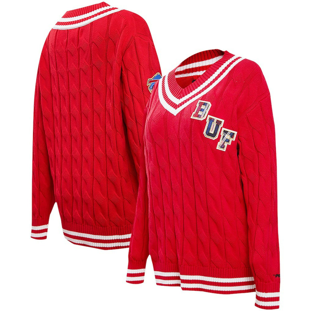 Buffalo Bills Pro Standard Women's Prep V-Neck Pullover Sweater Red | NFL