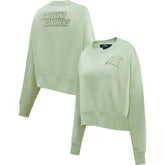 Carolina Panthers Pro Standard Women's Oversized Cropped Neutral Pullover Sweatshirt Light Green | NFL