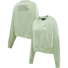 Carolina Panthers Pro Standard Women's Oversized Cropped Neutral Pullover Sweatshirt Light Green | NFL
