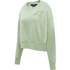 Carolina Panthers Pro Standard Women's Oversized Cropped Neutral Pullover Sweatshirt Light Green | NFL