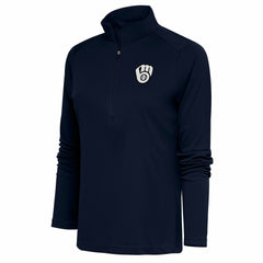 Milwaukee Brewers Antigua Women's Brushed Metallic Tribute Half-Zip Pullover Top - MLB