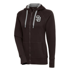 San Diego Padres Antigua Women's Brushed Metallic Victory Full-Zip Hoodie - MLB