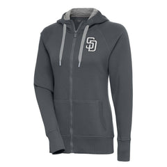 San Diego Padres Antigua Women's Brushed Metallic Victory Full-Zip Hoodie - MLB
