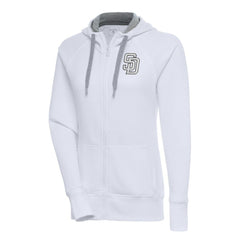 San Diego Padres Antigua Women's Brushed Metallic Victory Full-Zip Hoodie - MLB