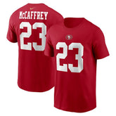 Christian McCaffrey San Francisco 49ers Player Name & Number T-Shirt Scarlet | Nike for Sale