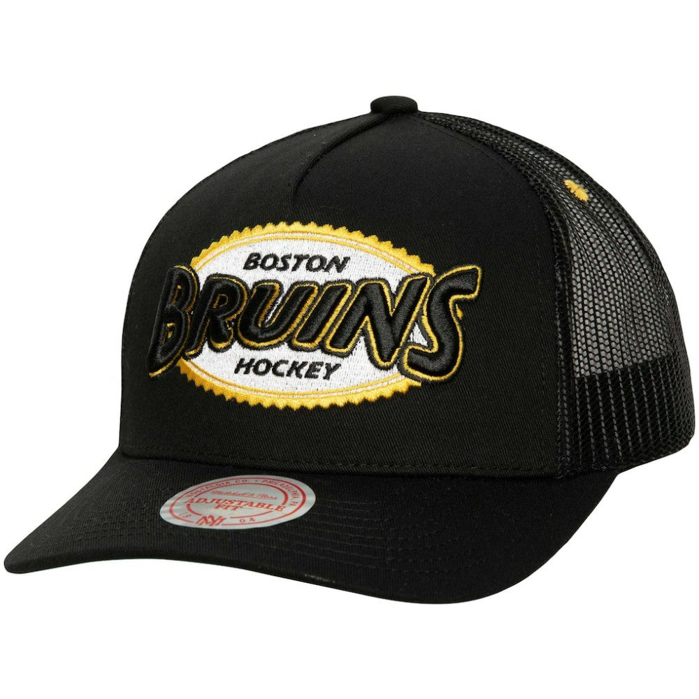 Boston Bruins Mitchell & Ness Team Seal Trucker Snapback Hat - Black - NHL
