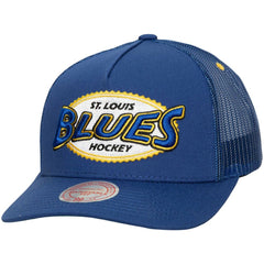 St. Louis Blues Mitchell & Ness Team Seal Trucker Snapback Hat - Blue - NHL