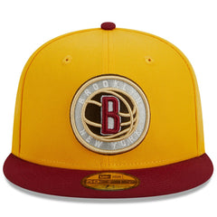 Brooklyn Nets Fall Leaves 2-Tone 59FIFTY Fitted Hat Yellow/Red - NBA