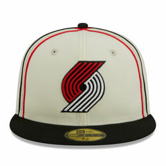 Portland Trail Blazers Piping 2-Tone 59FIFTY Fitted Hat Cream/Black - NBA