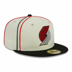 Portland Trail Blazers Piping 2-Tone 59FIFTY Fitted Hat Cream/Black - NBA