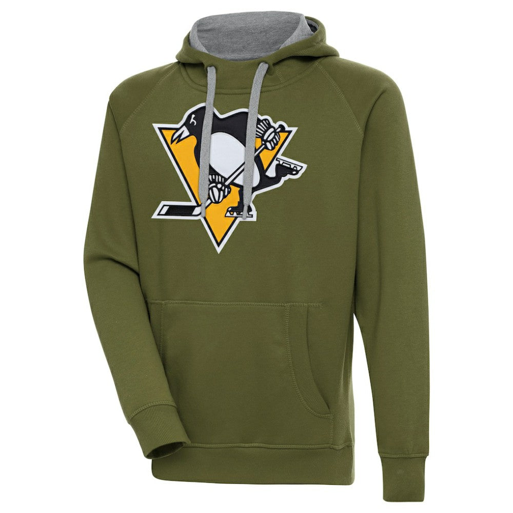 Pittsburgh Penguins Antigua Victory Pullover Hoodie - Olive - NHL