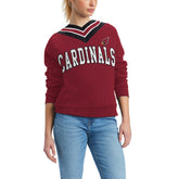 Arizona Cardinals Tommy Hilfiger Women's Heidi V-Neck Pullover Sweatshirt Cardinal | NFL