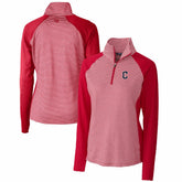 Cleveland Guardians Cutter & Buck Women's DryTec Forge Tonal Stripe Half-Zip Top - MLB
