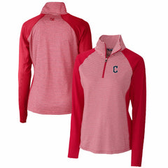 Cleveland Guardians Cutter & Buck Women's DryTec Forge Tonal Stripe Half-Zip Top - MLB