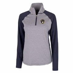 Milwaukee Brewers Cutter & Buck Women's DryTec Forge Tonal Stripe Half-Zip Top - MLB