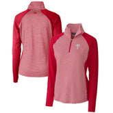 Philadelphia Phillies Cutter & Buck Women's DryTec Forge Tonal Stripe Half-Zip Top - MLB