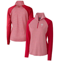 Philadelphia Phillies Cutter & Buck Women's DryTec Forge Tonal Stripe Half-Zip Top - MLB