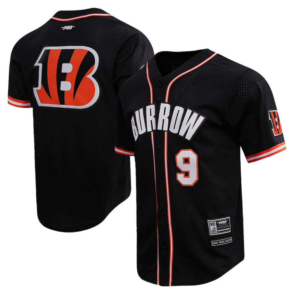 Joe Burrow Cincinnati Bengals Pro Standard Mesh Baseball Button-Up T-Shirt Black | NFL