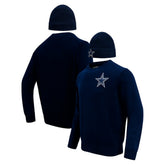 Dallas Cowboys Pro Standard Crewneck Pullover Sweater & Cuffed Knit Hat Box Gift Set Navy | NFL