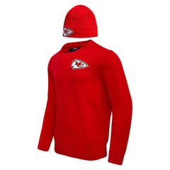 Kansas City Chiefs Pro Standard Crewneck Pullover Sweater & Cuffed Knit Hat Box Gift Set Red | NFL