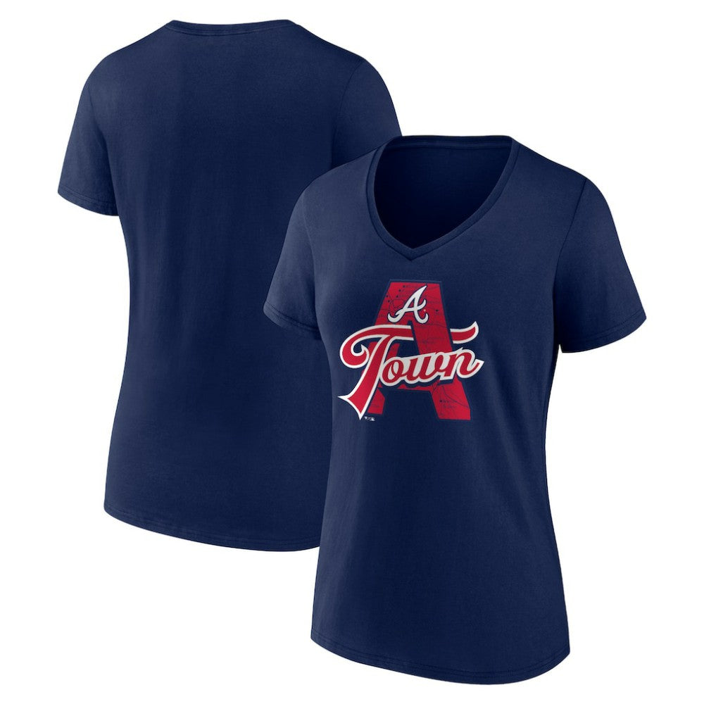 Atlanta Braves Women's Hometown A Town Map V-Neck T-Shirt - MLB