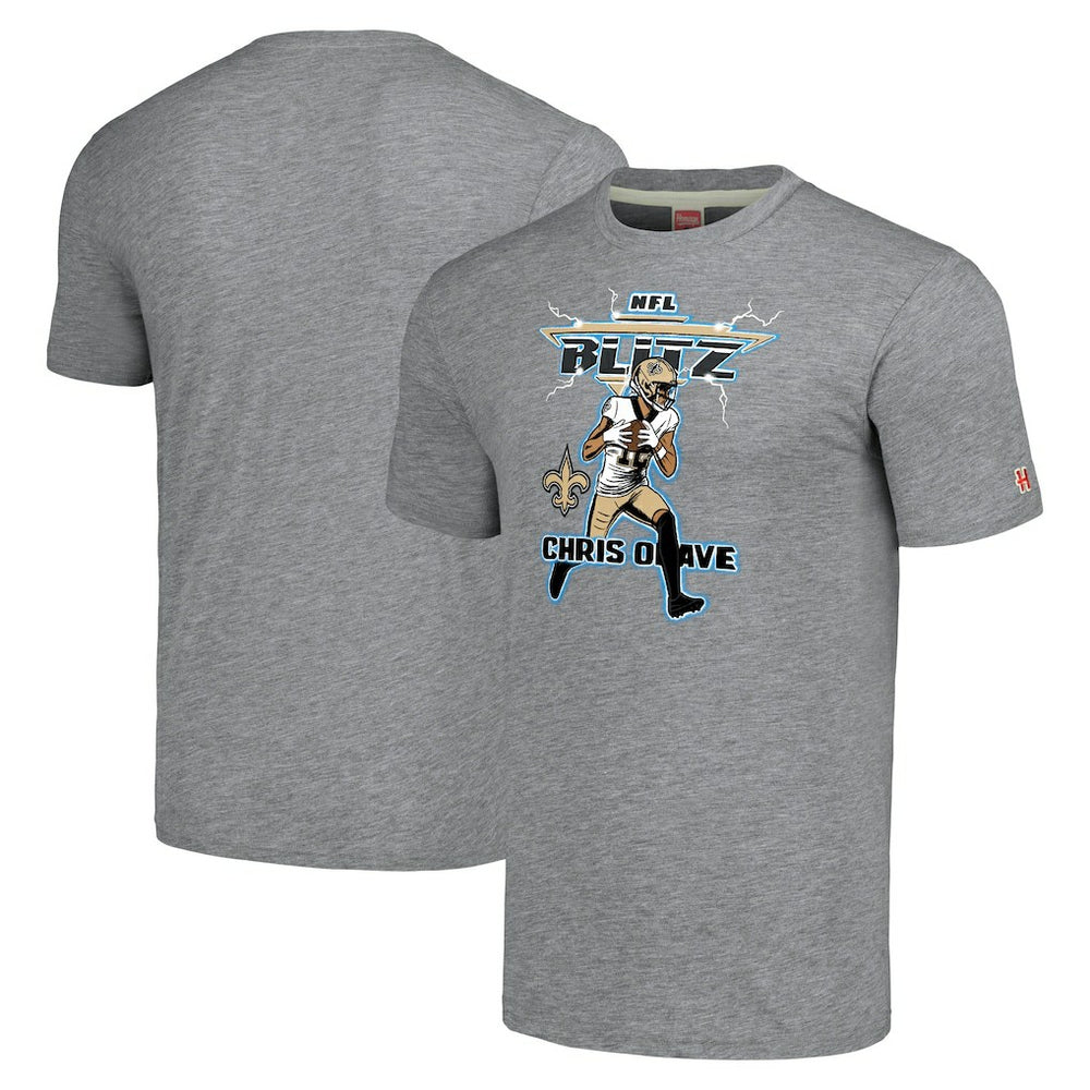 Chris Olave New Orleans Saints Homage Unisex NFL Blitz Player Tri-Blend T-Shirt Gray | NFL