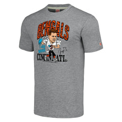 Joe Burrow Cincinnati Bengals Homage Unisex Caricature Player Tri-Blend T-Shirt Gray | NFL