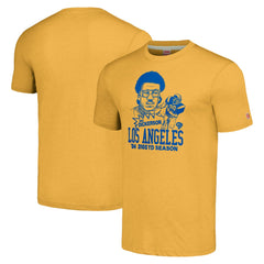 Eric Dickerson Los Angeles Rams Homage Unisex Caricature Retired Player Tri-Blend T-Shirt Gold | NFL