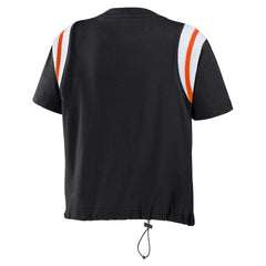 Cincinnati Bengals WEAR by Erin Andrews Women's Cinched Colorblock T-Shirt Black | NFL