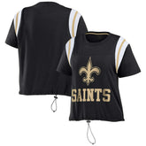 New Orleans Saints WEAR by Erin Andrews Women's Cinched Colorblock T-Shirt Black | NFL