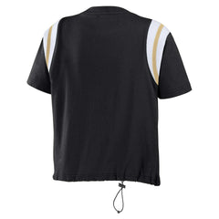 New Orleans Saints WEAR by Erin Andrews Women's Cinched Colorblock T-Shirt Black | NFL