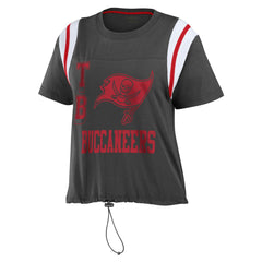 Tampa Bay Buccaneers WEAR by Erin Andrews Women's Cinched Colorblock T-Shirt Pewter | NFL