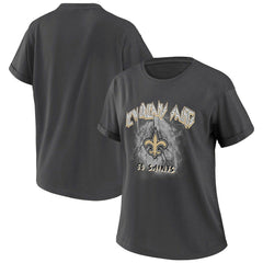 New Orleans Saints WEAR by Erin Andrews Women's Boyfriend T-Shirt Charcoal | NFL