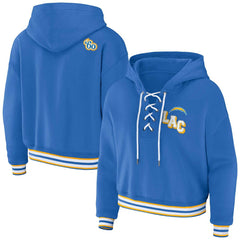 Los Angeles Chargers WEAR by Erin Andrews Women's Lace-Up Pullover Hoodie Powder Blue | NFL