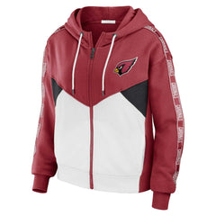 Arizona Cardinals WEAR by Erin Andrews Women's Color Block Light Weight Modest Crop Full-Zip Hoodie Cardinal/White | NFL