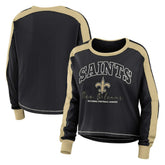 New Orleans Saints WEAR by Erin Andrews Women's Plus Size Colorblock Long Sleeve T-Shirt Black | NFL