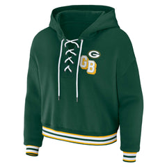 Green Bay Packers WEAR by Erin Andrews Women's Plus Size Lace-Up Pullover Hoodie Green | NFL