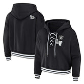 Las Vegas Raiders WEAR by Erin Andrews Women's Plus Size Lace-Up Pullover Hoodie Black | NFL